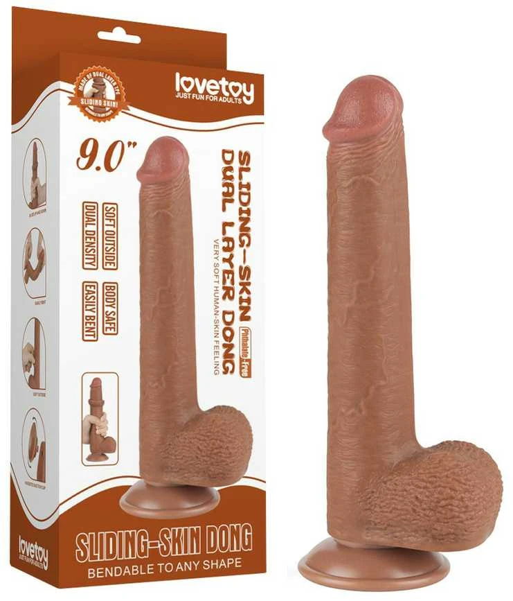 LOVETOY 9'' slankiojančios odos dvisluoksnis drabužis, rudas