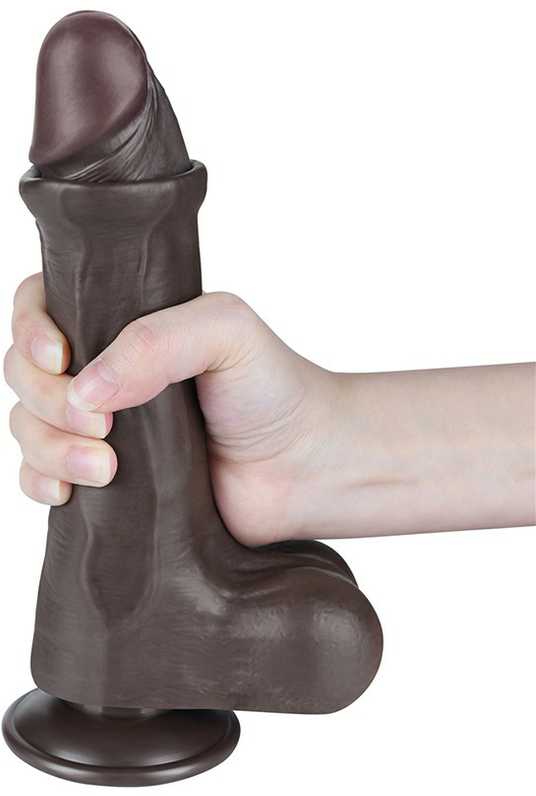 LoveToy 8.5'' Sliding Skin Dual Layer Dong Juodas