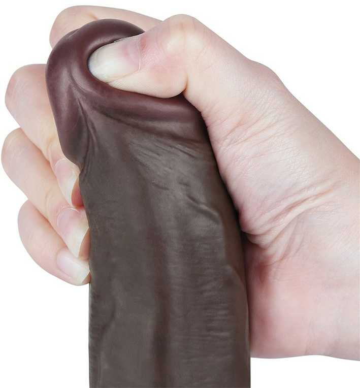 LoveToy 8.5'' Sliding Skin Dual Layer Dong Juodas