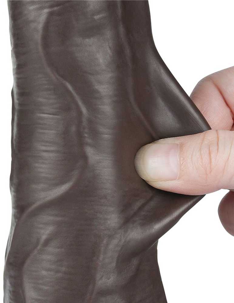LoveToy 8.5'' Sliding Skin Dual Layer Dong Juodas