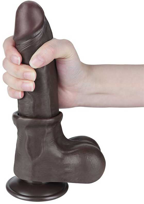 LoveToy 8.5'' Sliding Skin Dual Layer Dong Juodas