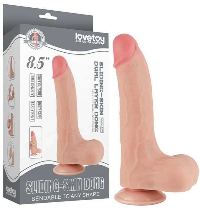 LoveToy 8,5 colio slankiojančios odos dvisluoksnis Dong minkštimas