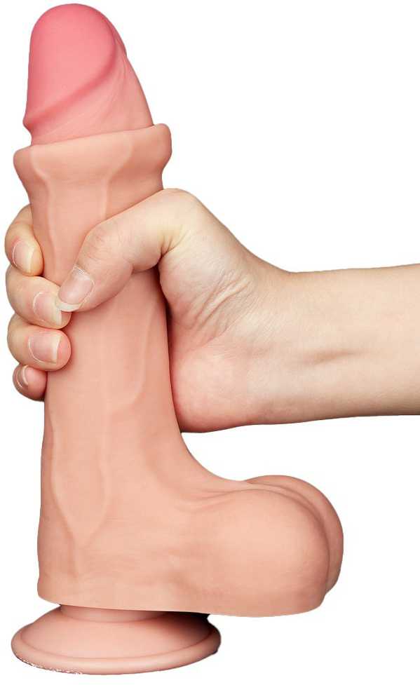 LoveToy 8,5 colio slankiojančios odos dvisluoksnis Dong minkštimas