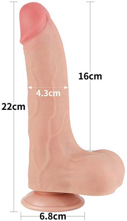 LoveToy 8,5 colio slankiojančios odos dvisluoksnis Dong minkštimas