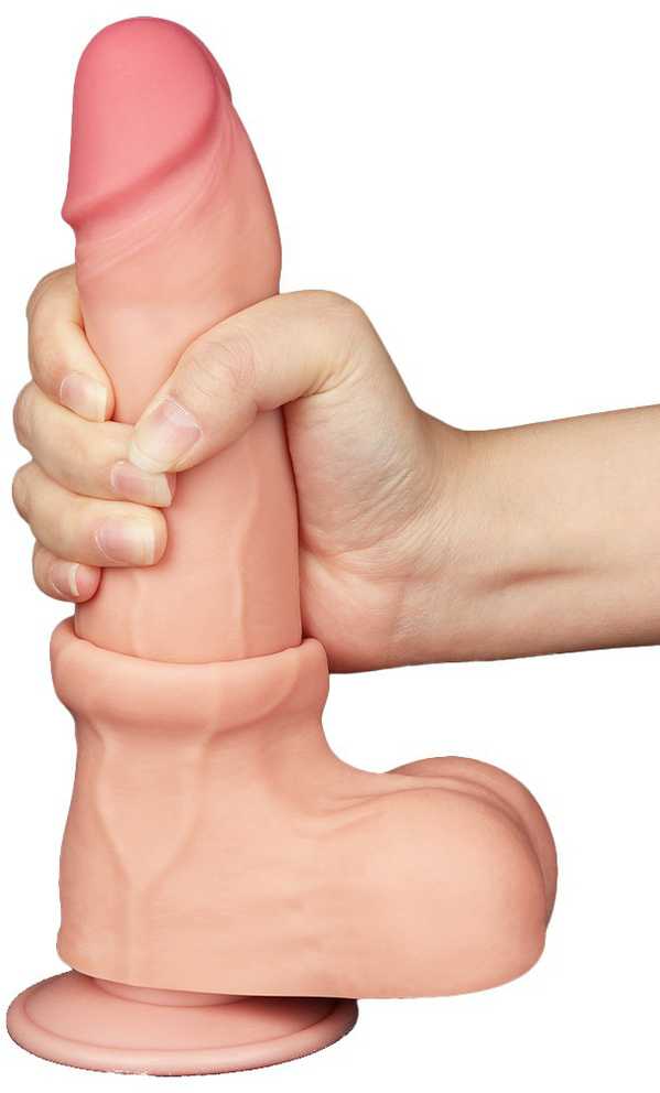 LoveToy 8,5 colio slankiojančios odos dvisluoksnis Dong minkštimas