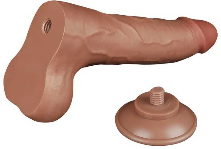 LOVETOY 8,5 colio slankiojančios odos dvisluoksnis dongas, rudas