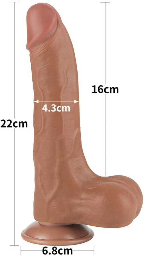 LOVETOY 8,5 colio slankiojančios odos dvisluoksnis dongas, rudas