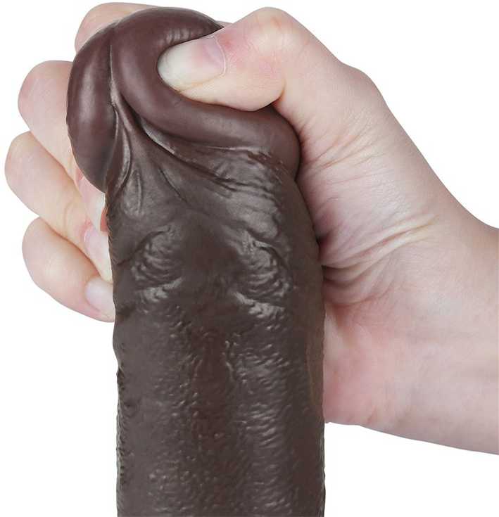 LoveToy 9.5'' Sliding Skin Dual Layer Dong Juodas