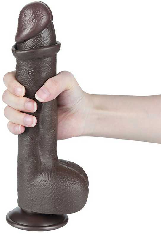 LoveToy 9.5'' Sliding Skin Dual Layer Dong Juodas