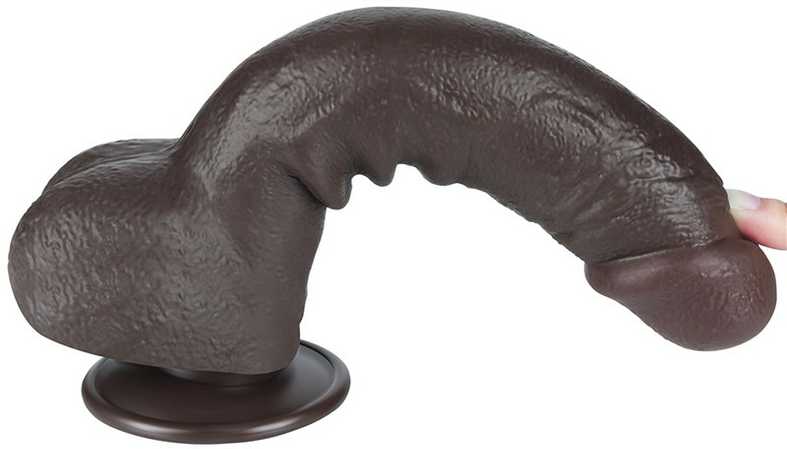 LoveToy 9.5'' Sliding Skin Dual Layer Dong Juodas