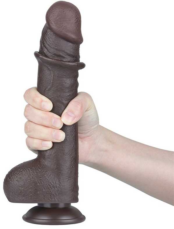 LoveToy 9.5'' Sliding Skin Dual Layer Dong Juodas