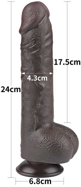 LoveToy 9.5'' Sliding Skin Dual Layer Dong Juodas
