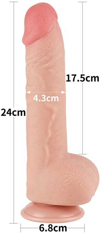 LoveToy 9,5 colio slankiojančios odos dvisluoksnis Dong minkštimas