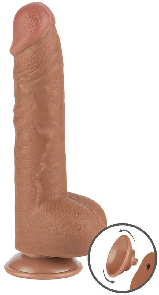 LoveToy 9.5'' slankiojančios odos dvisluoksnis dong'as, rudas
