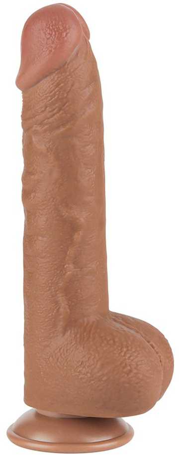 LoveToy 9.5'' slankiojančios odos dvisluoksnis dong'as, rudas