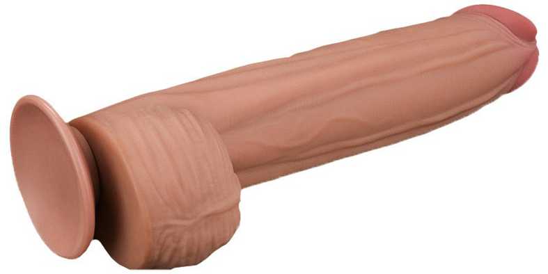 LOVETOY 12 colių karaliaus dydžio slankiojančios odos dviejų sluoksnių dongas