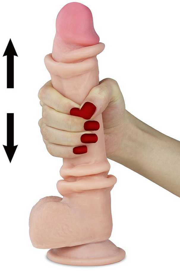 LoveToy 9,5 colio slankiojančios odos dvigubo sluoksnio dildo