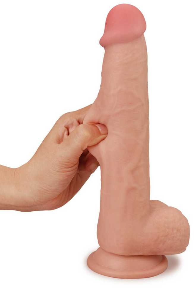 LoveToy 9,5 colio slankiojančios odos dvigubo sluoksnio dildo