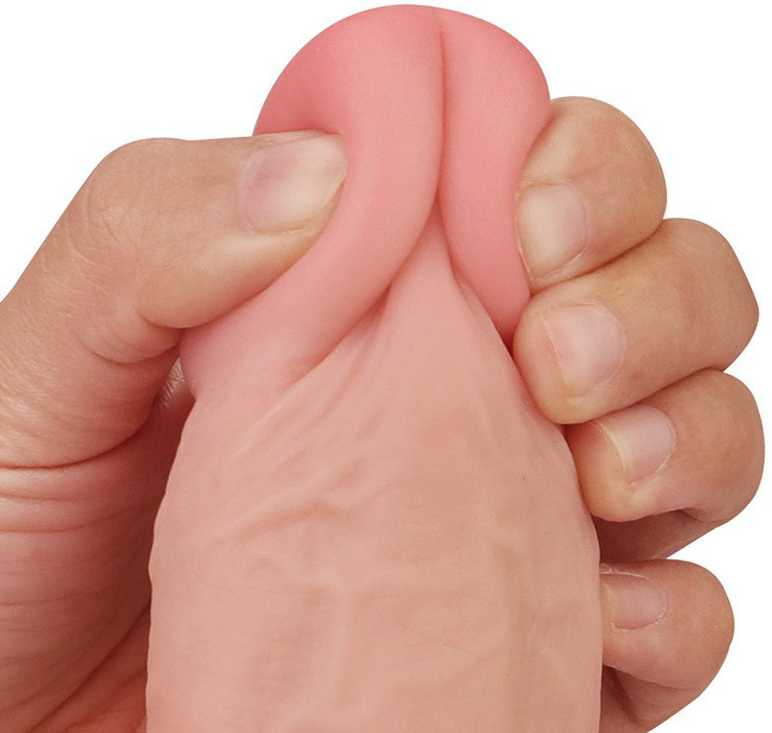 LoveToy 9,5 colio slankiojančios odos dvigubo sluoksnio dildo