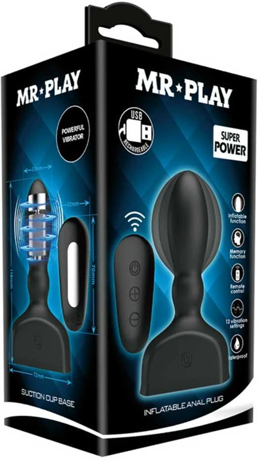 Mr Play Didelis pripučiamas analinis kištukas, padidintas USB, 11 cm