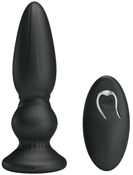 „Mr Play Strong“ vibruojantis įkraunamas analinis kamštelis, 12 cm, 12 režimų