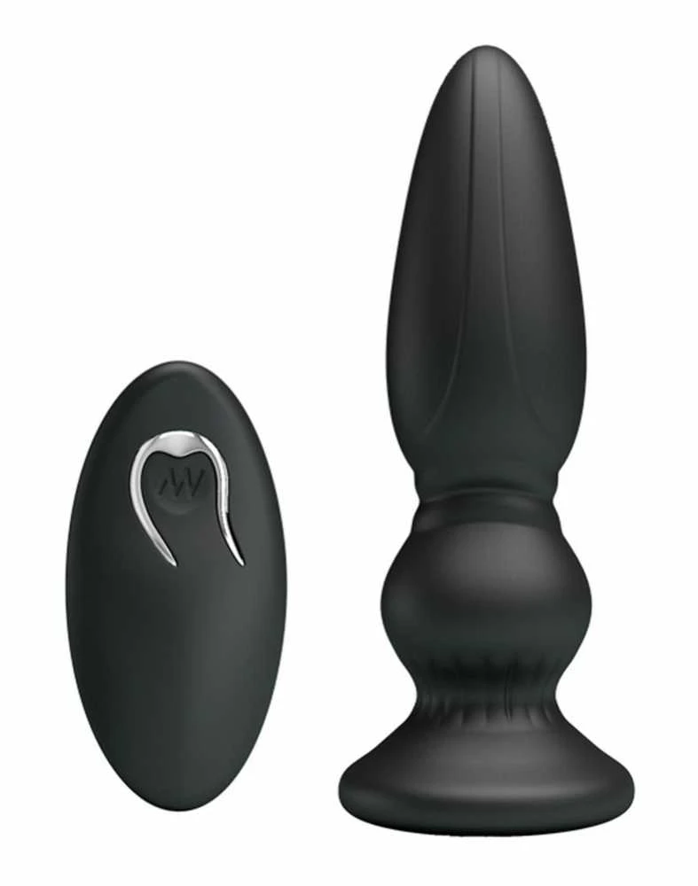 „Mr Play Strong“ vibruojantis įkraunamas analinis kamštelis, 12 cm, 12 režimų