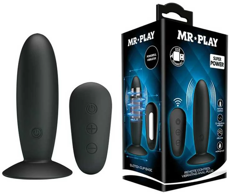 LYBAILE MR Play itin sklandžiai vibruojantis užpakalio kištukas Juodas