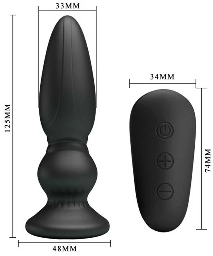 „Mr Play Strong“ vibruojantis įkraunamas analinis kamštelis, 12 cm, 12 režimų