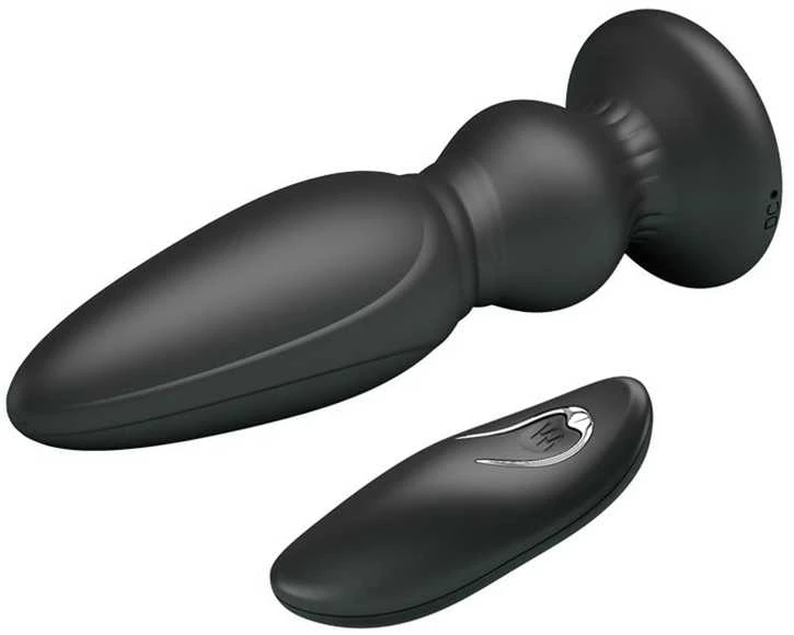 „Mr Play Strong“ vibruojantis įkraunamas analinis kamštelis, 12 cm, 12 režimų