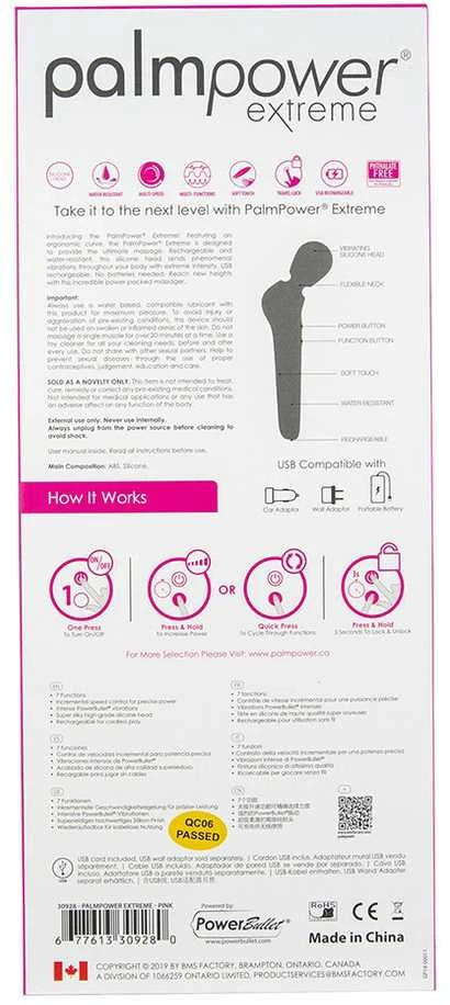 Palm Power Rožinė PalmPower - Extreme Wand Massager Rožinė