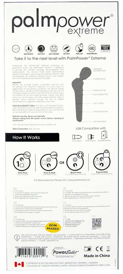 Palm Power PalmPower - Extreme Wand Massager Juodas