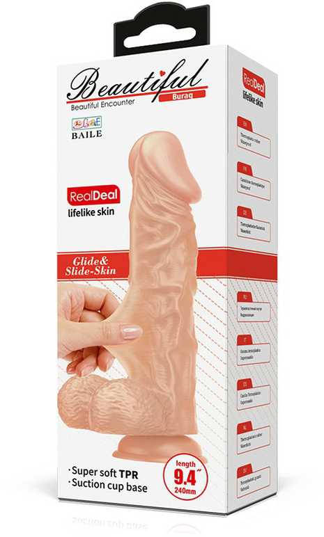 Baile Dildos BAILE Didelis realistiškas penio dildo su siurbtuku 28 cm