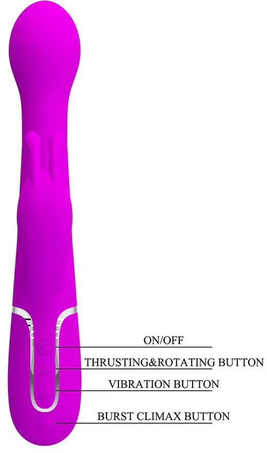 Pretty Love Flirtation PRETTY LOVE - DEJON TRIUŠIO VIBRUOTAS 3 IN 1 DAUGIAFUNKCIS VIOLETINIS