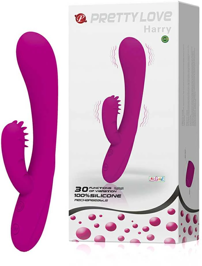 „Pretty Love“ vibratorius su klitorio masažuokliu ir iškilimais, 19 cm