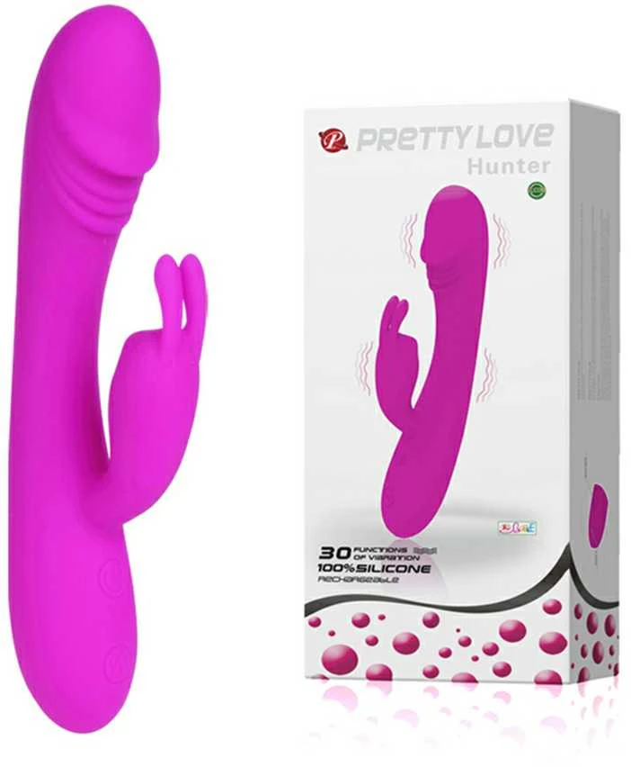 „Pretty Love“ triušio vibratorius klitorio stimuliatoriui, 30 režimų, 17 cm