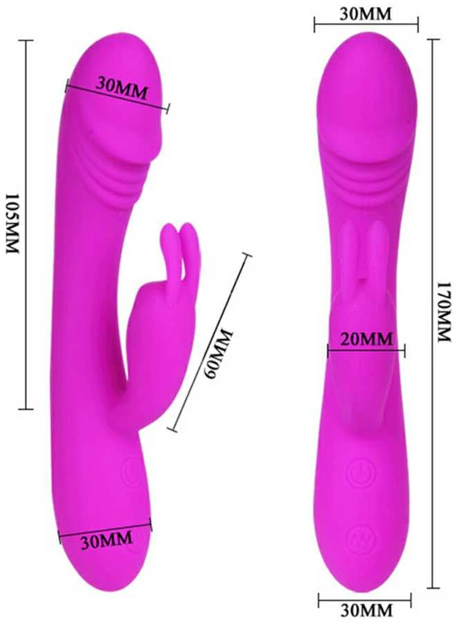 „Pretty Love“ triušio vibratorius klitorio stimuliatoriui, 30 režimų, 17 cm