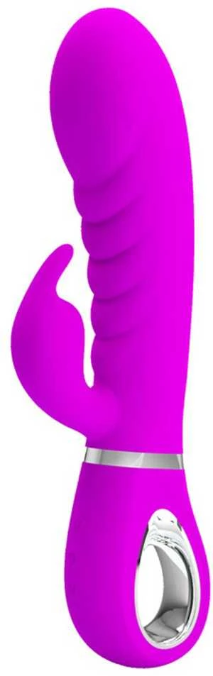 Pretty Love Triušio vibratorius su klitorio masažuokliu, 7 režimai, 20 cm