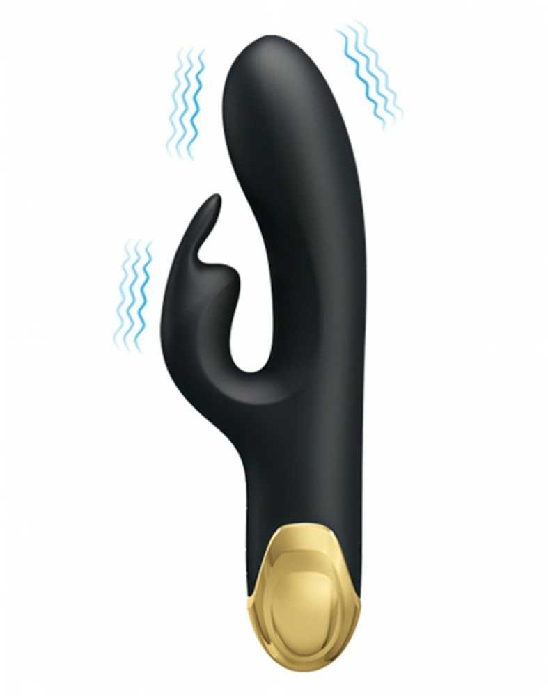„Pretty Love Gold“ vibratorius su klitorio masažuokliu, USB, 19 cm