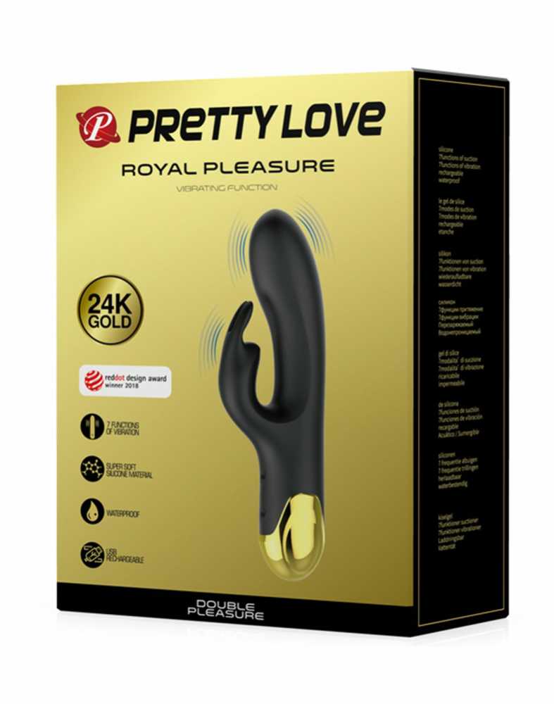 „Pretty Love Gold“ vibratorius su klitorio masažuokliu, USB, 19 cm