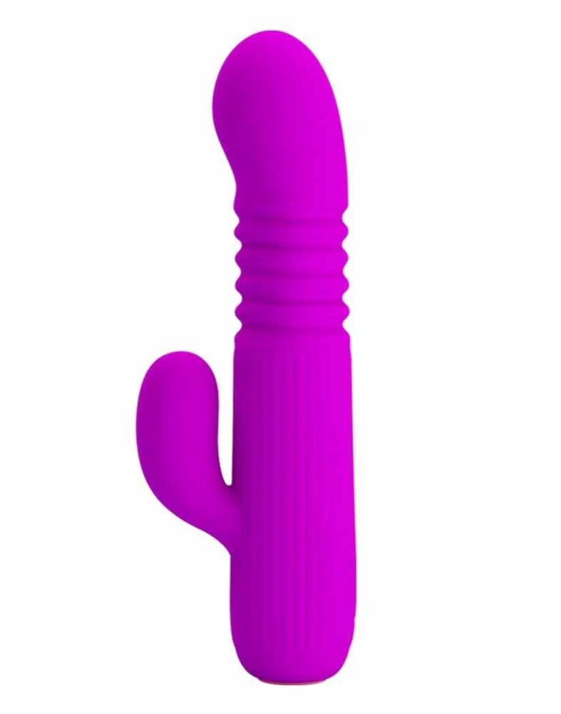 Pretty Love Vibrator Bunny su masažuokliu, slystančiu 15 cm 4 režimais