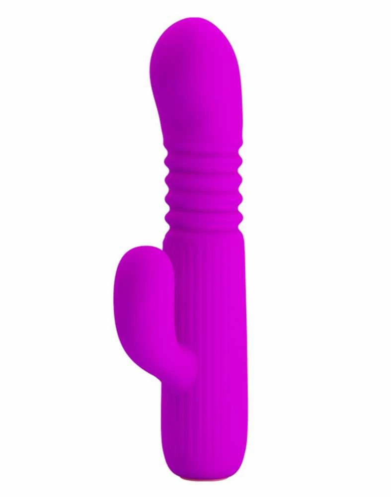 Pretty Love Vibrator Bunny su masažuokliu, slystančiu 15 cm 4 režimais