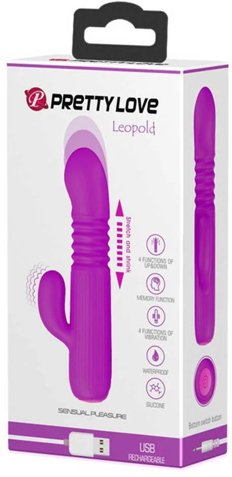 Pretty Love Vibrator Bunny su masažuokliu, slystančiu 15 cm 4 režimais
