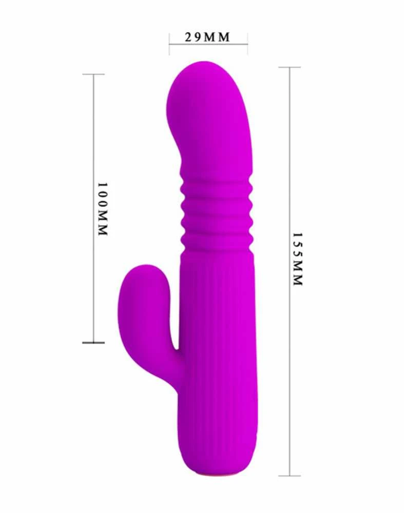 Pretty Love Vibrator Bunny su masažuokliu, slystančiu 15 cm 4 režimais