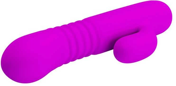Pretty Love Vibrator Bunny su masažuokliu, slystančiu 15 cm 4 režimais