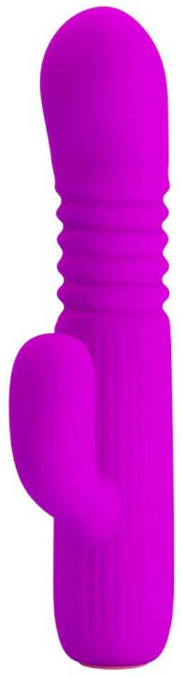 Pretty Love Vibrator Bunny su masažuokliu, slystančiu 15 cm 4 režimais