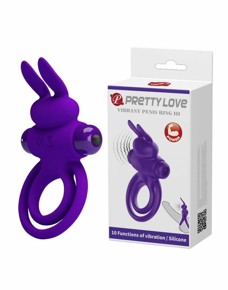 PRETTY LOVE - VIBRANT PENIS RING III 10 Functions Violetinė