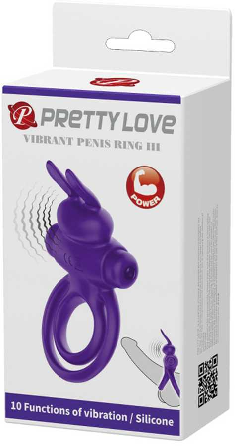 PRETTY LOVE - VIBRANT PENIS RING III 10 Functions Violetinė