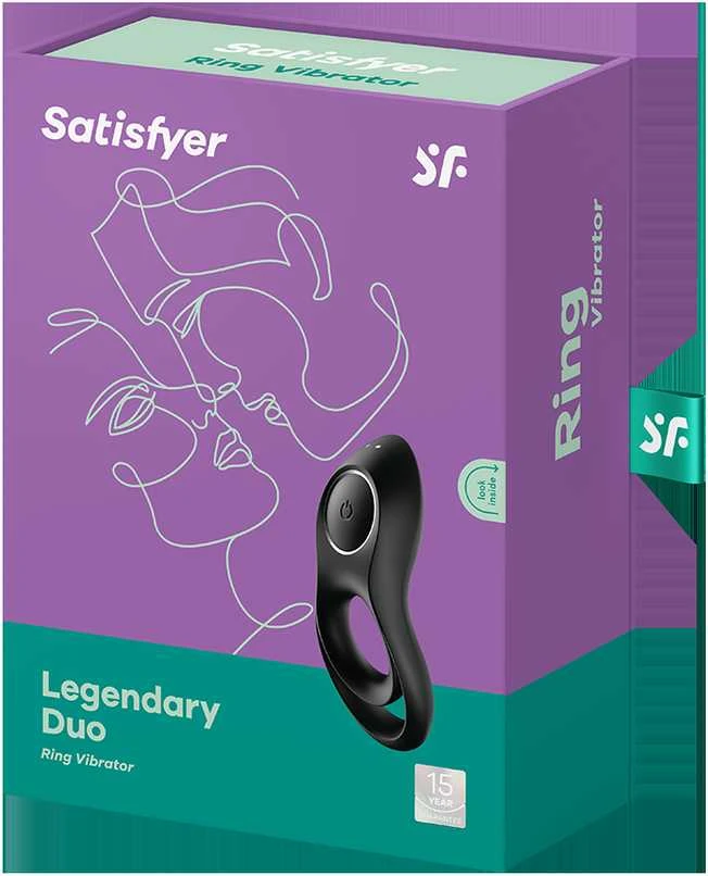 Satisfyer Legendary Duo juodas vibruojantis gaidžio žiedas