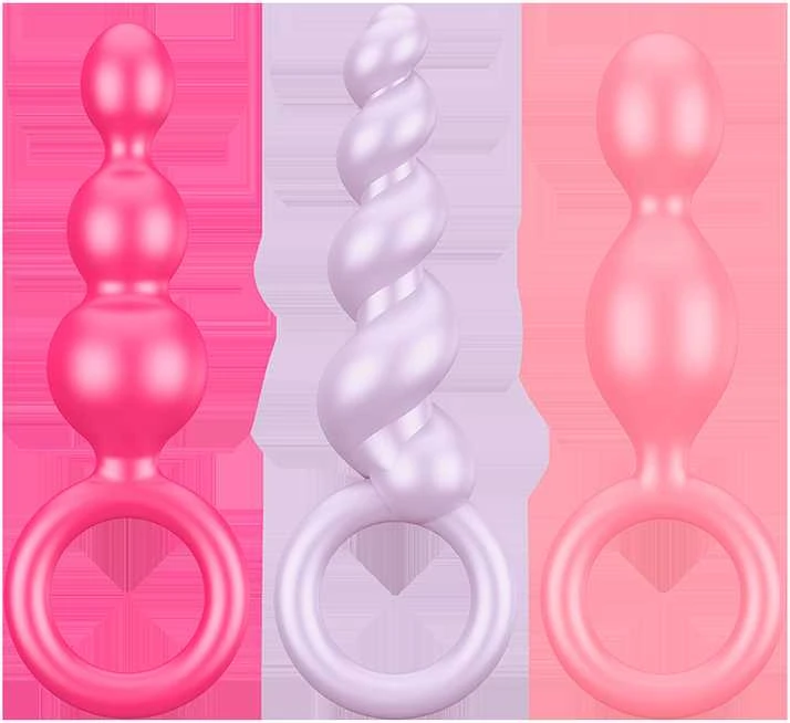 „Satisfyer“ – įvairių spalvų užpakaliukų kamštukai