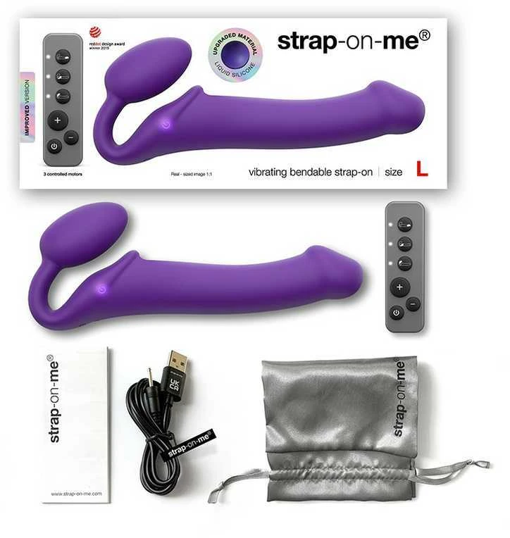 Strap-On-Me - Vibrating Bendable Strap-On L Violetinė